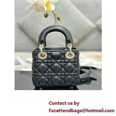 Lady Dior Micro Bag in Cannage Lambskin Black