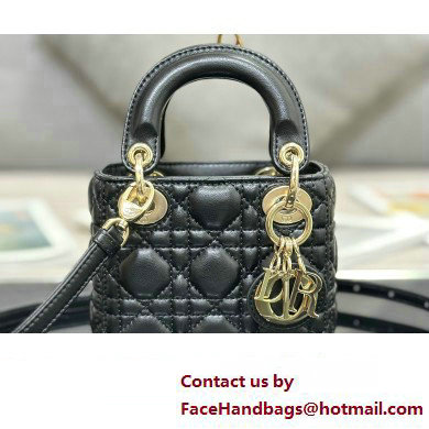 Lady Dior Micro Bag in Cannage Lambskin Black