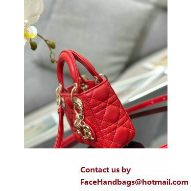 Lady Dior Micro Bag in Cannage Lambskin Red