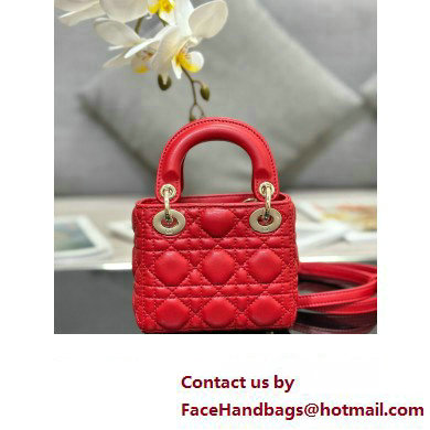 Lady Dior Micro Bag in Cannage Lambskin Red