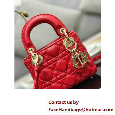 Lady Dior Micro Bag in Cannage Lambskin Red