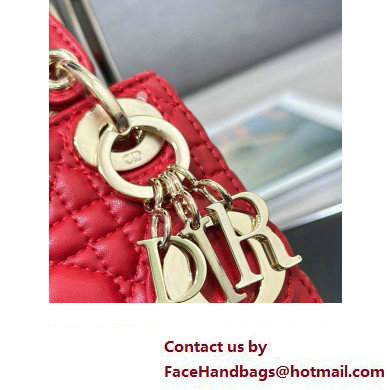 Lady Dior Micro Bag in Cannage Lambskin Red