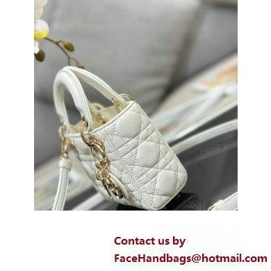 Lady Dior Micro Bag in Cannage Lambskin White