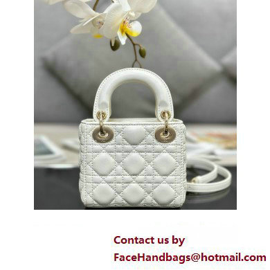 Lady Dior Micro Bag in Cannage Lambskin White