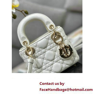 Lady Dior Micro Bag in Cannage Lambskin White