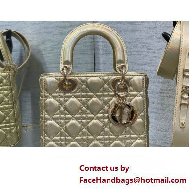 Lady Dior Small Bag in Iridescent and Cannage Lambskin Gold