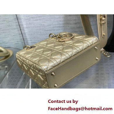 Lady Dior Small Bag in Iridescent and Cannage Lambskin Gold