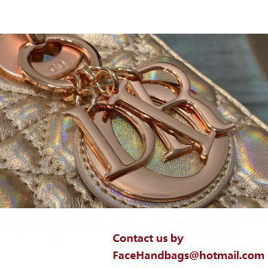 Lady Dior Small Bag in Iridescent and Cannage Lambskin Pink Gold