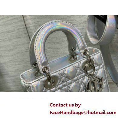 Lady Dior Small Bag in Iridescent and Cannage Lambskin Silver