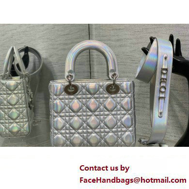 Lady Dior Small Bag in Iridescent and Cannage Lambskin Silver