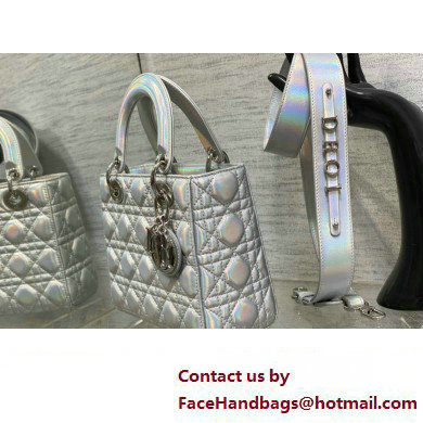 Lady Dior Small Bag in Iridescent and Cannage Lambskin Silver