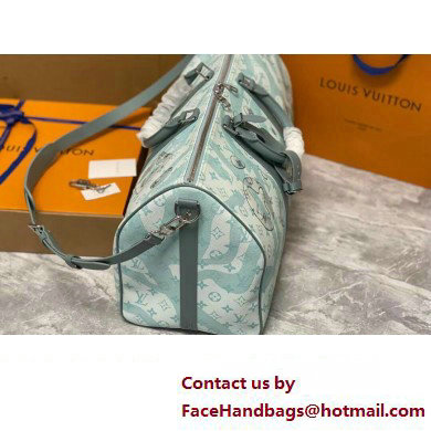 Louis Vuitton Monogram Aquagarden canvas Keepall Bandouliere 50 Bag M22570 Crystal Blue 2023