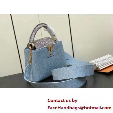 Louis Vuitton Taurillon leather Capucines Mini Bag M22876 Olympe Blue 2023