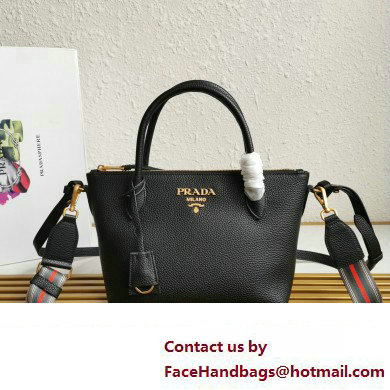 PRADA Grained Leather Shoulder Bag Black 1BA111 2023