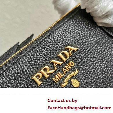 PRADA Grained Leather Shoulder Bag Black 1BA111 2023