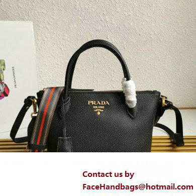 PRADA Grained Leather Shoulder Bag Black 1BA111 2023