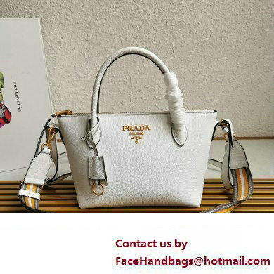 PRADA Grained Leather Shoulder Bag WHITE 1BA111 2023