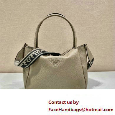 PRADA Large leather handbag 1BC170 GRAY 2023