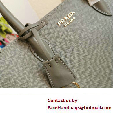 Prada Large Saffiano Leather Handbag 1ba153 Gray/White 2023