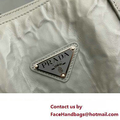 Prada Large antique nappa leather tote bag 1BG460 Gray 2023