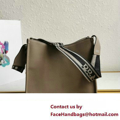 Prada Leather hobo bag 1BC073 Gray 2023