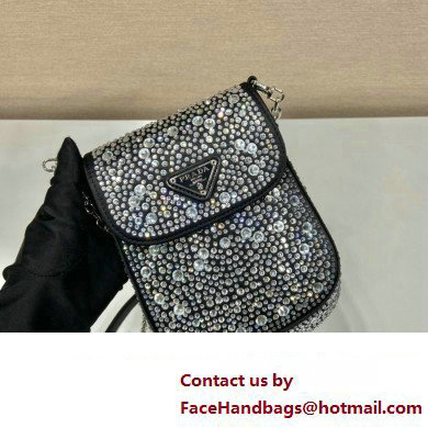 Prada Mini Cleo bag with Crystals 1BH185 Black 2023