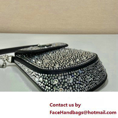 Prada Mini Cleo bag with Crystals 1BH185 Black 2023