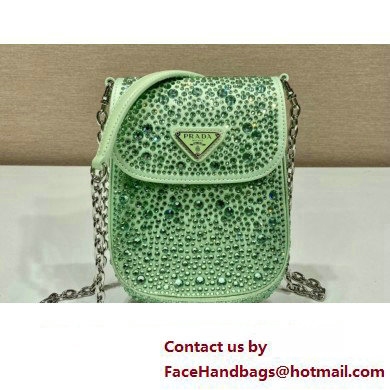 Prada Mini Cleo bag with Crystals 1BH185 Green 2023