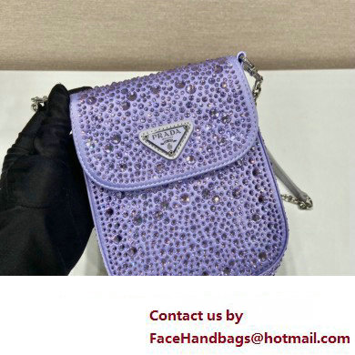 Prada Mini Cleo bag with Crystals 1BH185 Purple 2023