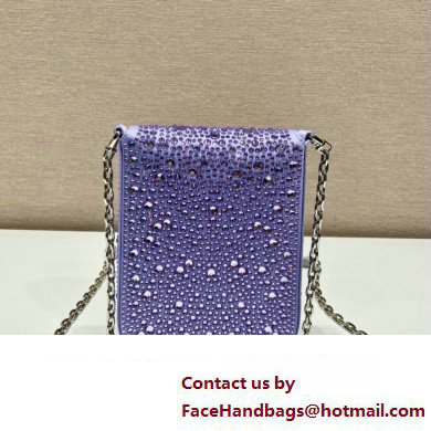 Prada Mini Cleo bag with Crystals 1BH185 Purple 2023