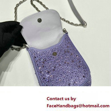 Prada Mini Cleo bag with Crystals 1BH185 Purple 2023