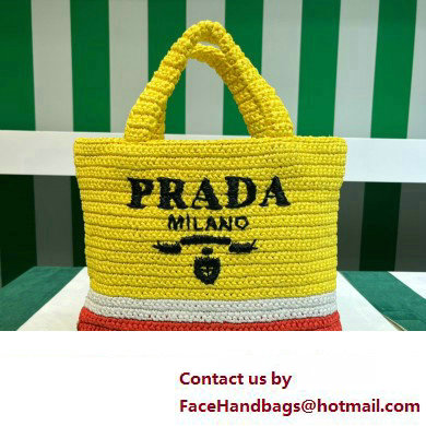 Prada RAFFIA TOTE BAG 1BG422 yellow/red 2020