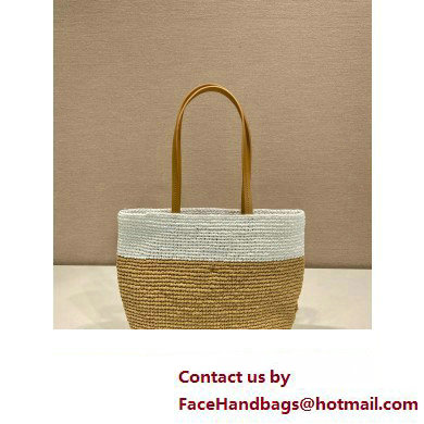 Prada Raffia tote bag 1BG454 Tan/white