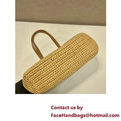 Prada Raffia tote bag 1BG454 Tan/white