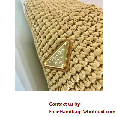 Prada Raffia tote bag 1BG454 Tan/white