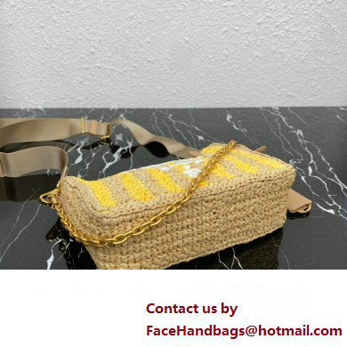 Prada Re-Edition 2005 crochet raffia shoulder bag 1BH204 Beige/Yellow 2023