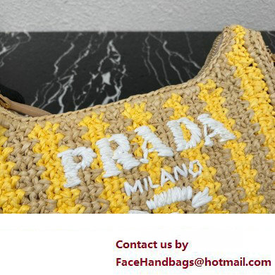 Prada Re-Edition 2005 crochet raffia shoulder bag 1BH204 Beige/Yellow 2023