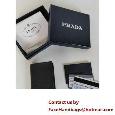 Prada Saffiano Leather Card Holder 2MC101 Metal lettering logo Black/Silver