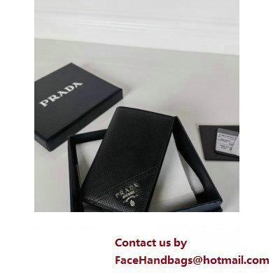 Prada Saffiano Leather Card Holder 2MC101 Metal lettering logo Black/Silver