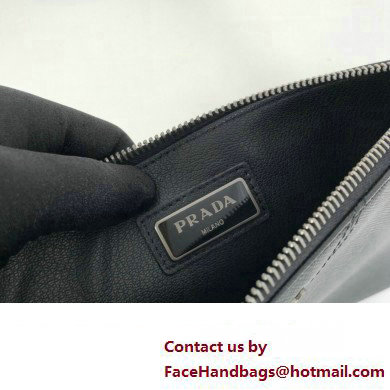 Prada Saffiano Leather Pouch Clutch Bag 2NG005 triangle and metal lettering logo Black/Silver