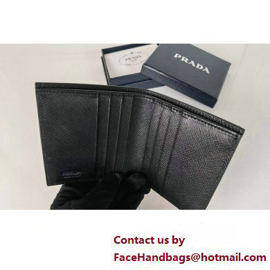 Prada Saffiano Leather Wallet 2MO004 Metal lettering logo Black/Gold