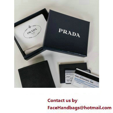 Prada Saffiano Leather Wallet 2MO004 Metal lettering logo Black/Silver