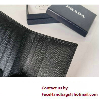 Prada Saffiano Leather Wallet 2MO004 Metal lettering logo Black/Silver