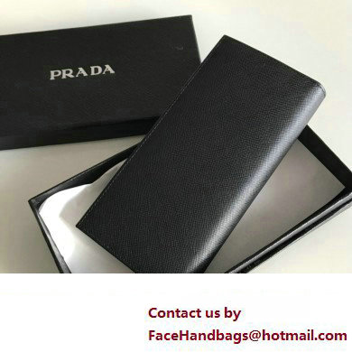 Prada Saffiano Leather bi-fold long Wallet 2M0836 Metal lettering logo Black/Silver