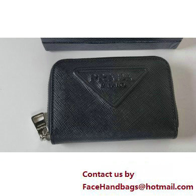 Prada Saffiano coin purse 2MM003 Embossed triangle logo Black