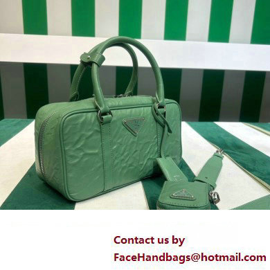 Prada Small antique nappa leather top handle bag 1BB098 green 2023