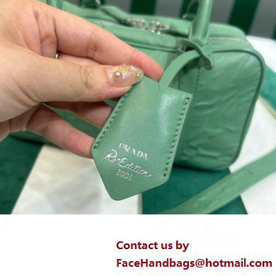 Prada Small antique nappa leather top handle bag 1BB098 green 2023