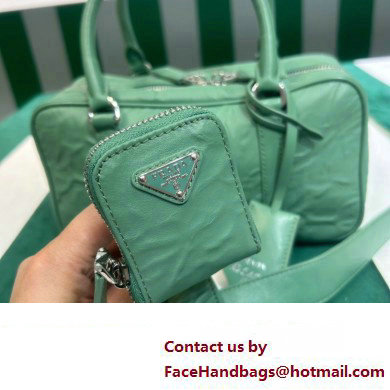 Prada Small antique nappa leather top handle bag 1BB098 green 2023