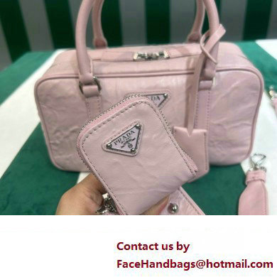 Prada Small antique nappa leather top handle bag 1BB098 pink 2023