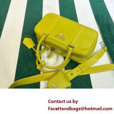 Prada Small antique nappa leather top handle bag 1BB098 yellow 2023